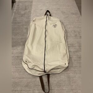 HERMES Off  Creamy White Canvas Suit Cover Expandable/ Foldable Garment Bag